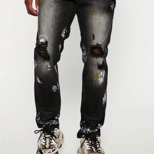 Mens Black jeans with paint splatter size 40